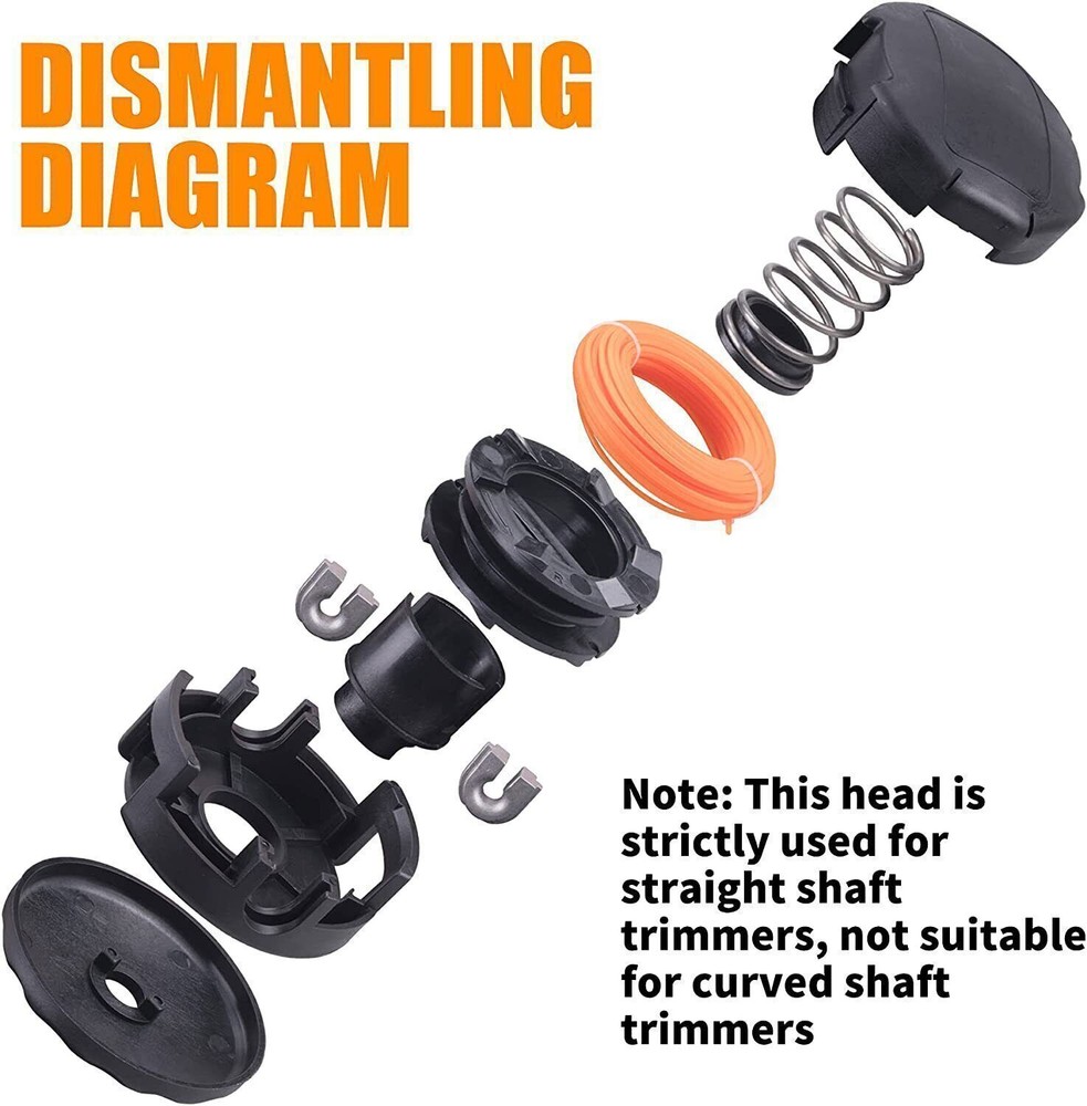8 x Trimmer Head Black Accessory Universal Easy Installation Weeds Eater Head