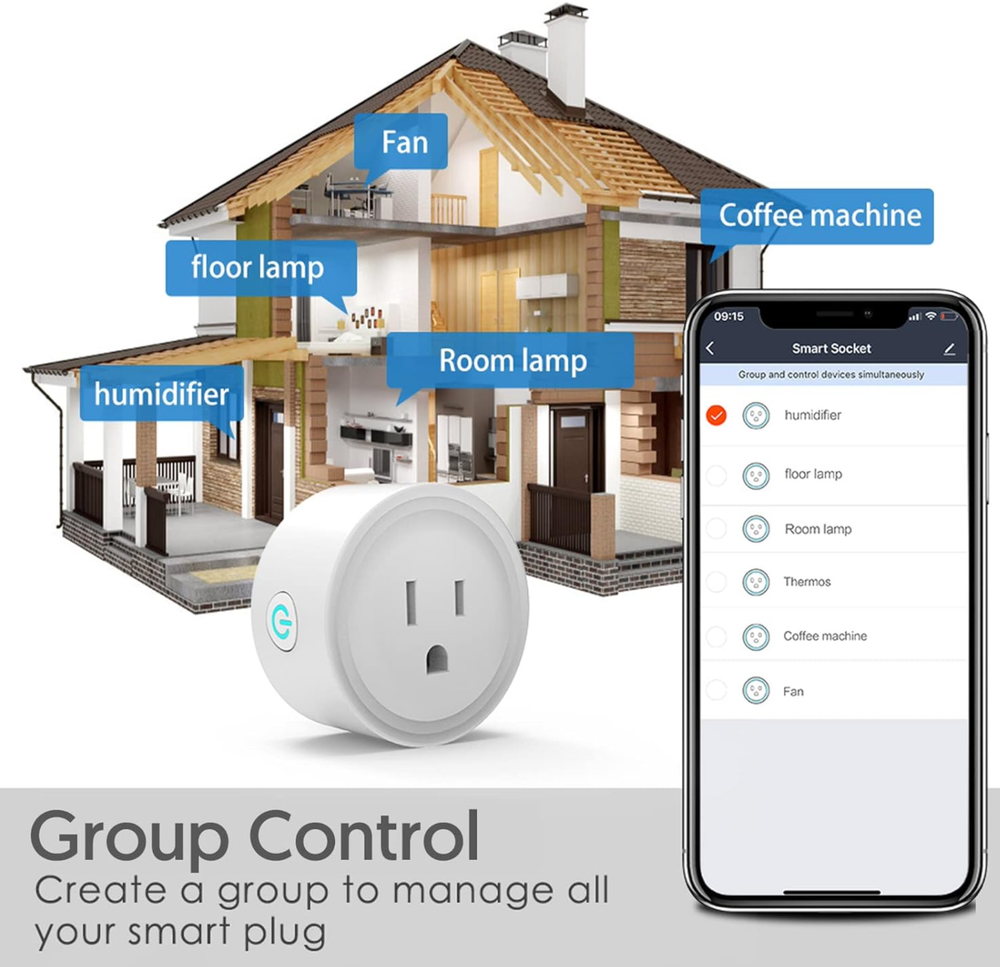 2 PACK Mini Smart 2.4G Wifi Plug Socket Outlet Work Alexa&Google Home Assistant