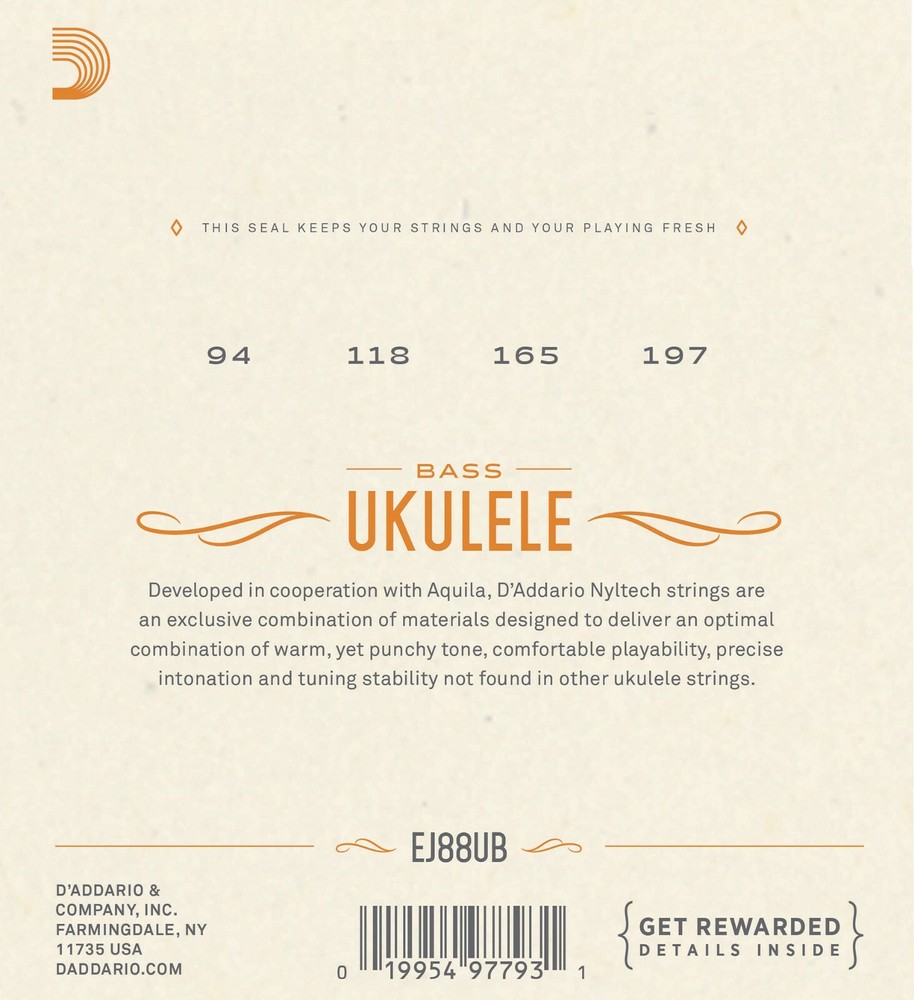 D'Addario EJ88UB Nyltech Ukulele Bass Uke Strings