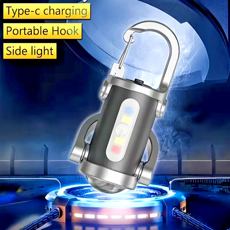 2 X Rechargeable Multi-Mode Mini Keychain Flashlight, 300LM LED work light