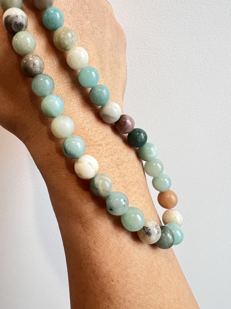 Natural Amazonite Stone Beaded Wrist Strap, Phone Strap, Camera Strap, Gift Idea