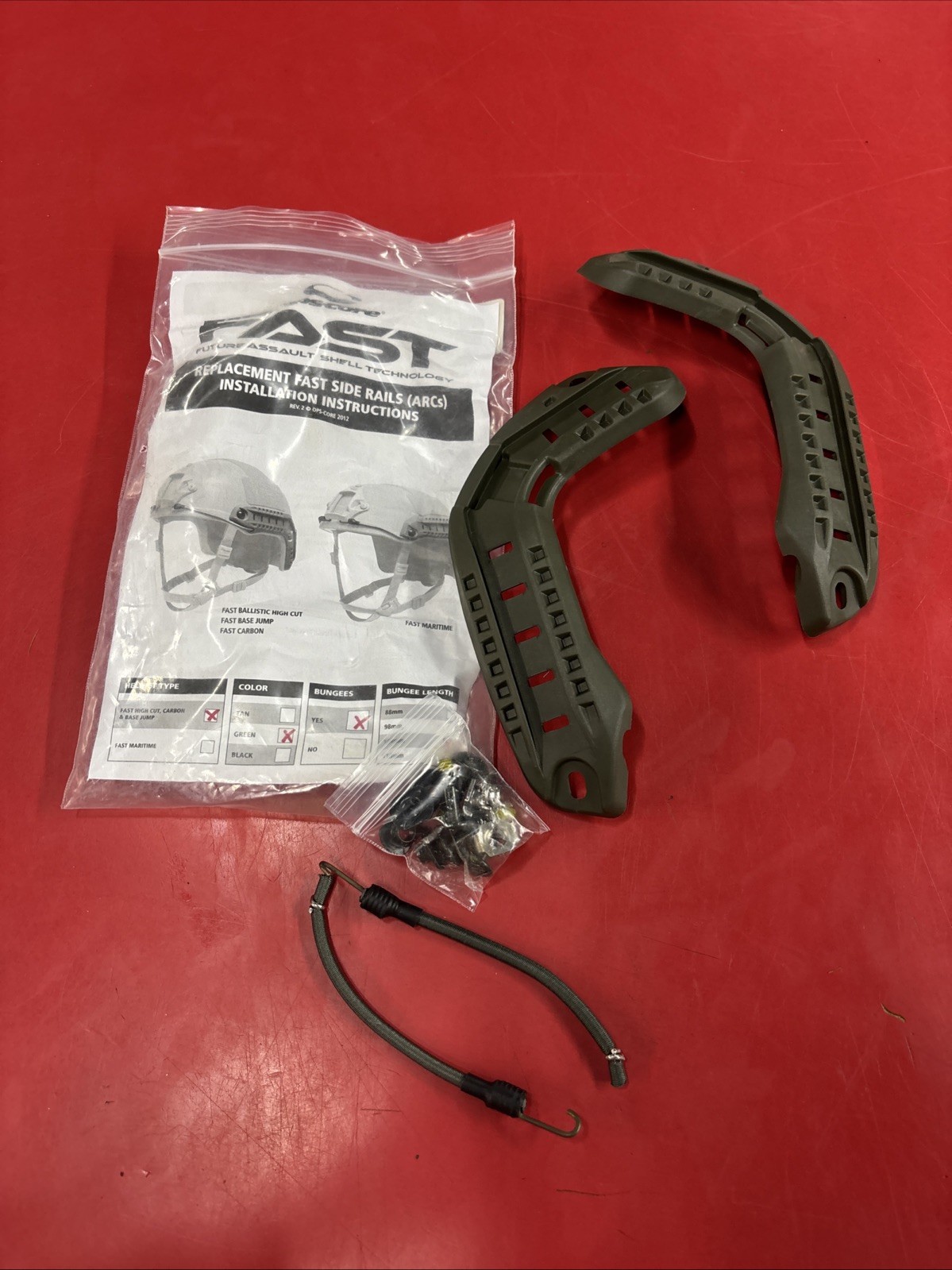 Ops-Core Fast Replacement Side Rails (ARCS) Green M/L