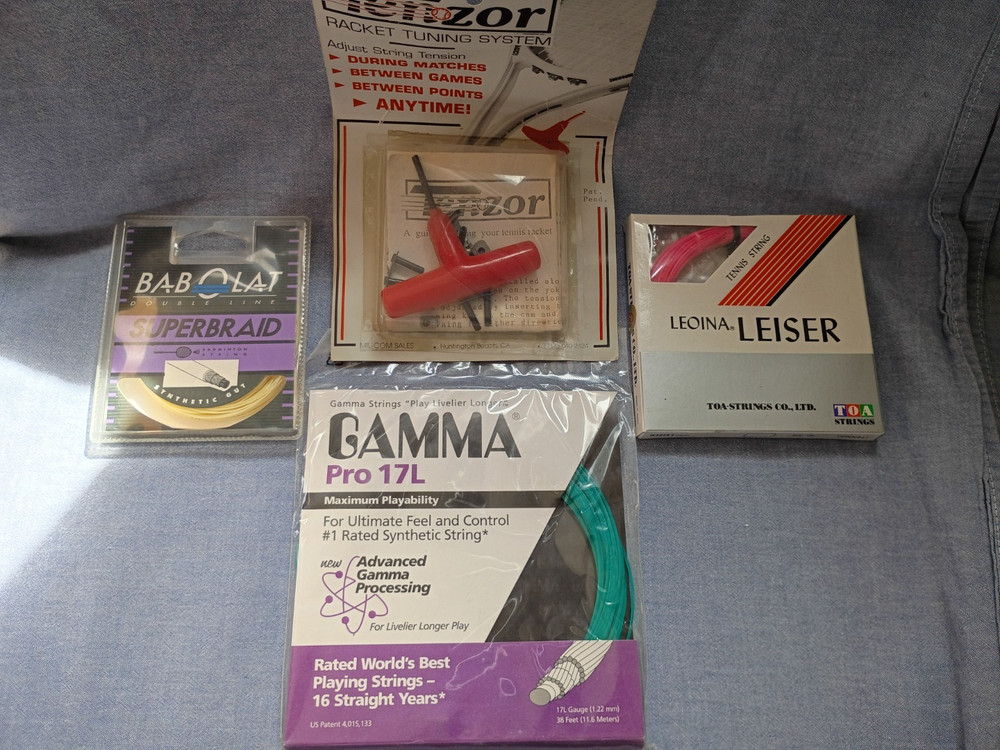 Tennis Racket Replacement Strings-Three(3) Packs and Racket Tuning System