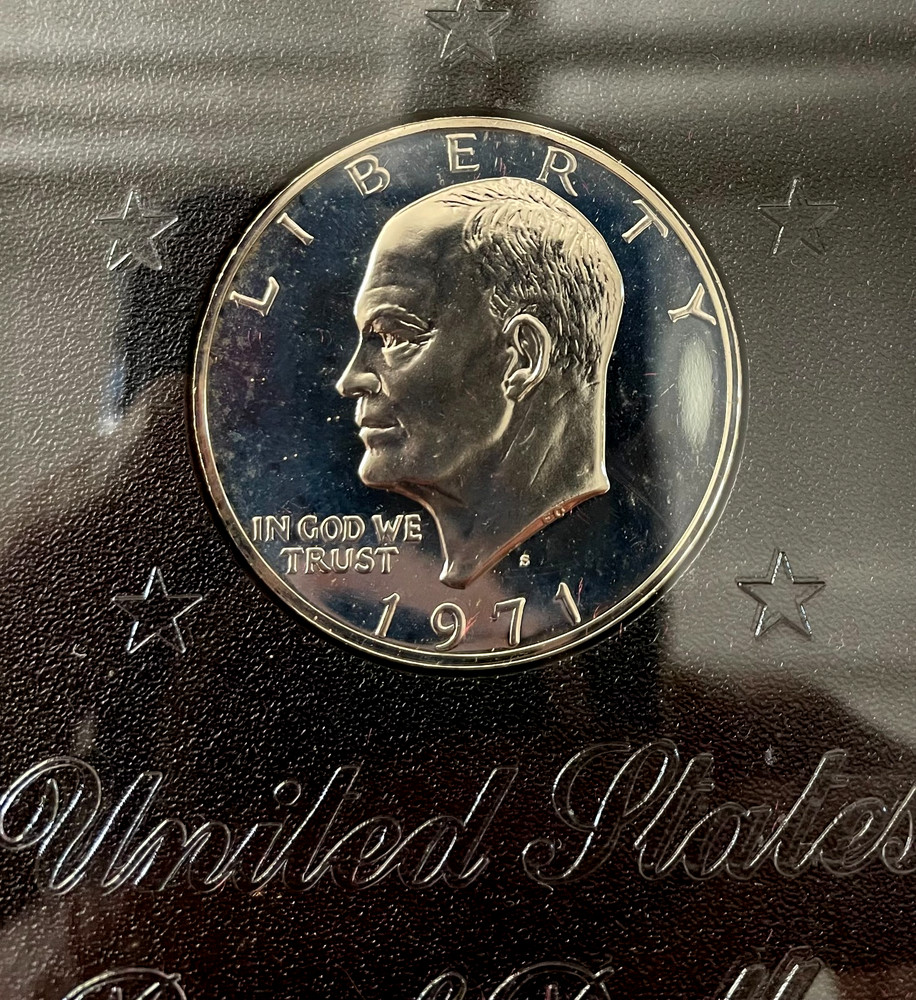 1971-S Eisenhower Proof Silver Dollar in Mint Original Issue Brown box