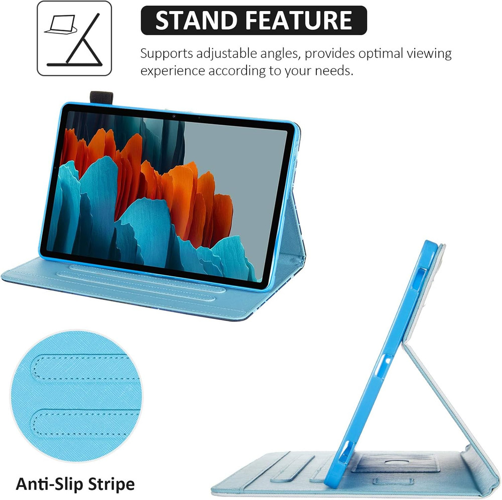 Galaxy Tab S8 Plus/S7 FE/S7 plus Case 12.4 Tablet,Multiple Angles Stand PU Leath