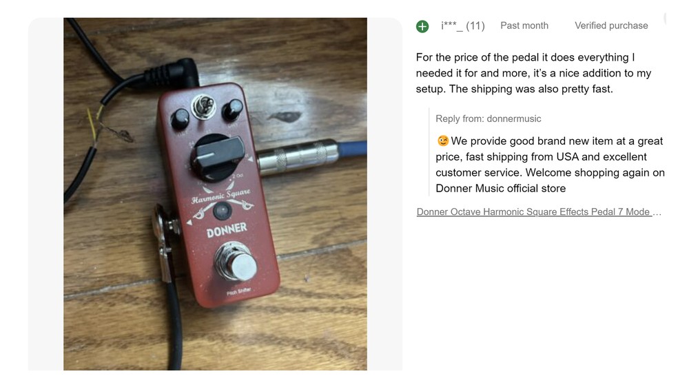 Donner Harmonic Square Octave Effects Pedal 3 Tone Sharp Detune Flat True Bypass