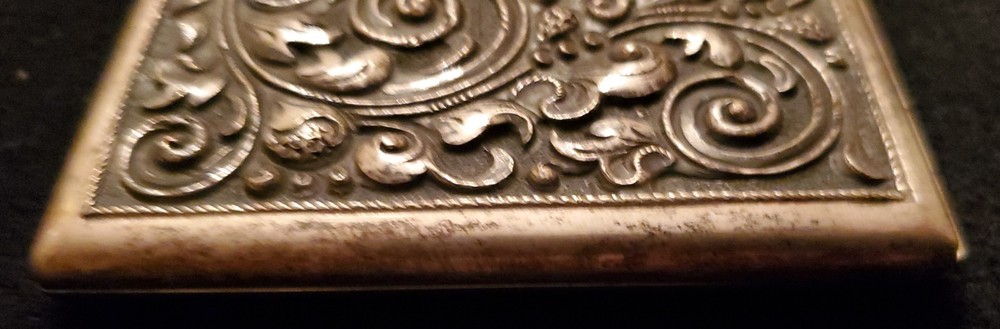 Antique 800 Silver Thistle Design Repousse Hammered Cigarette Case