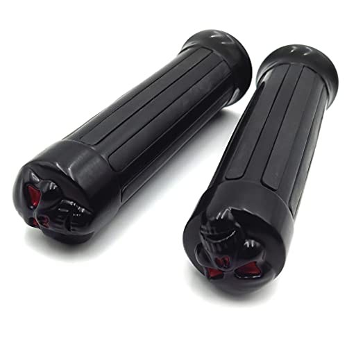MT080-25-BK Skull style Hand Grips 1 inch Handlebar Classic Skull Black