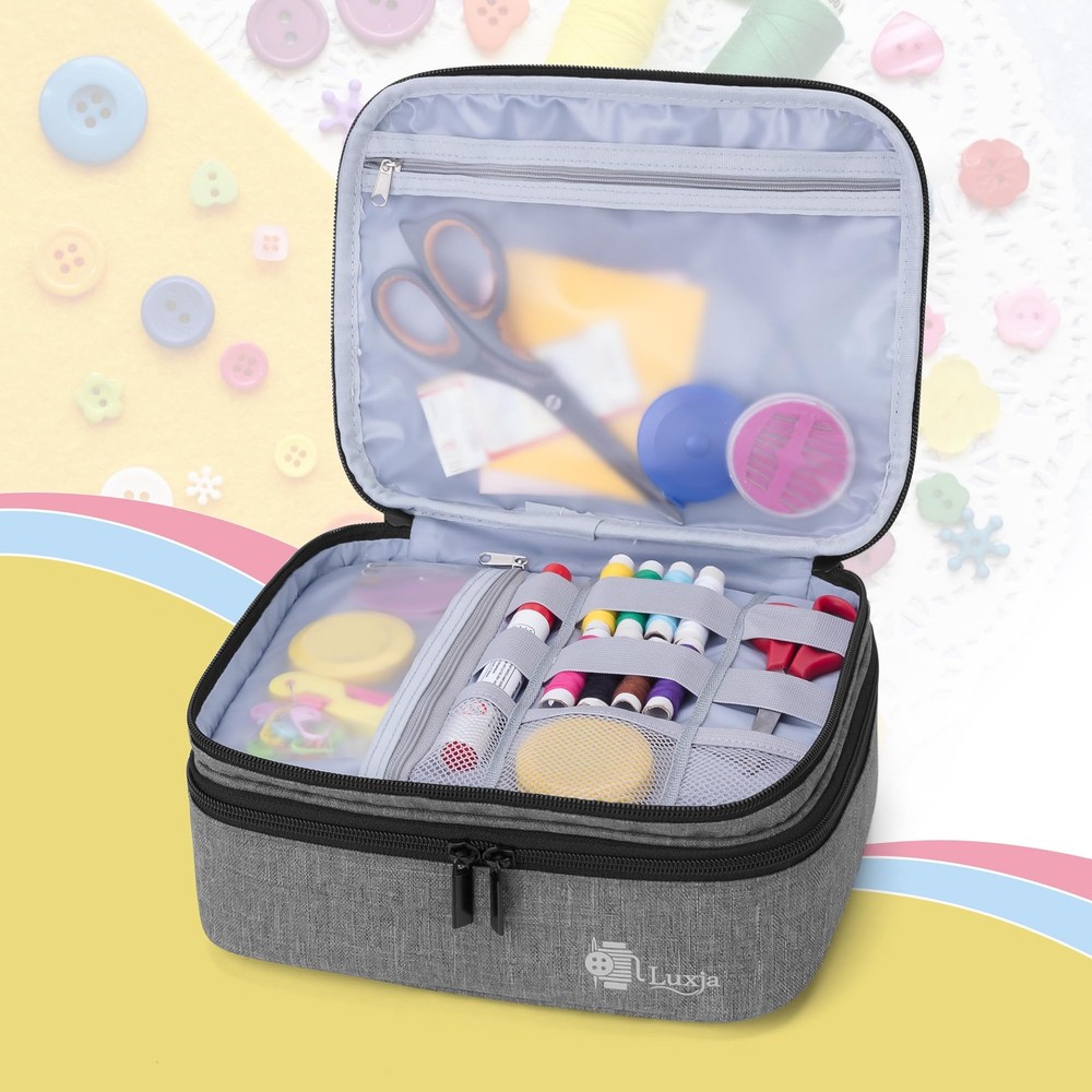 Double-Layer Sewing Supplies Organizer, Sewing Organizer for Needles, Thread,...