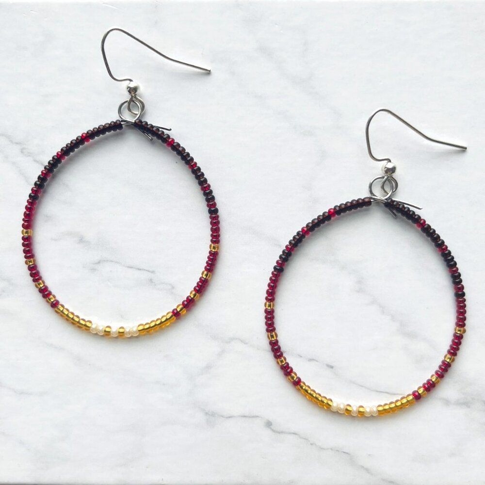 Autumn Gradient Bold Hand Beaded Tear Drop Earrings