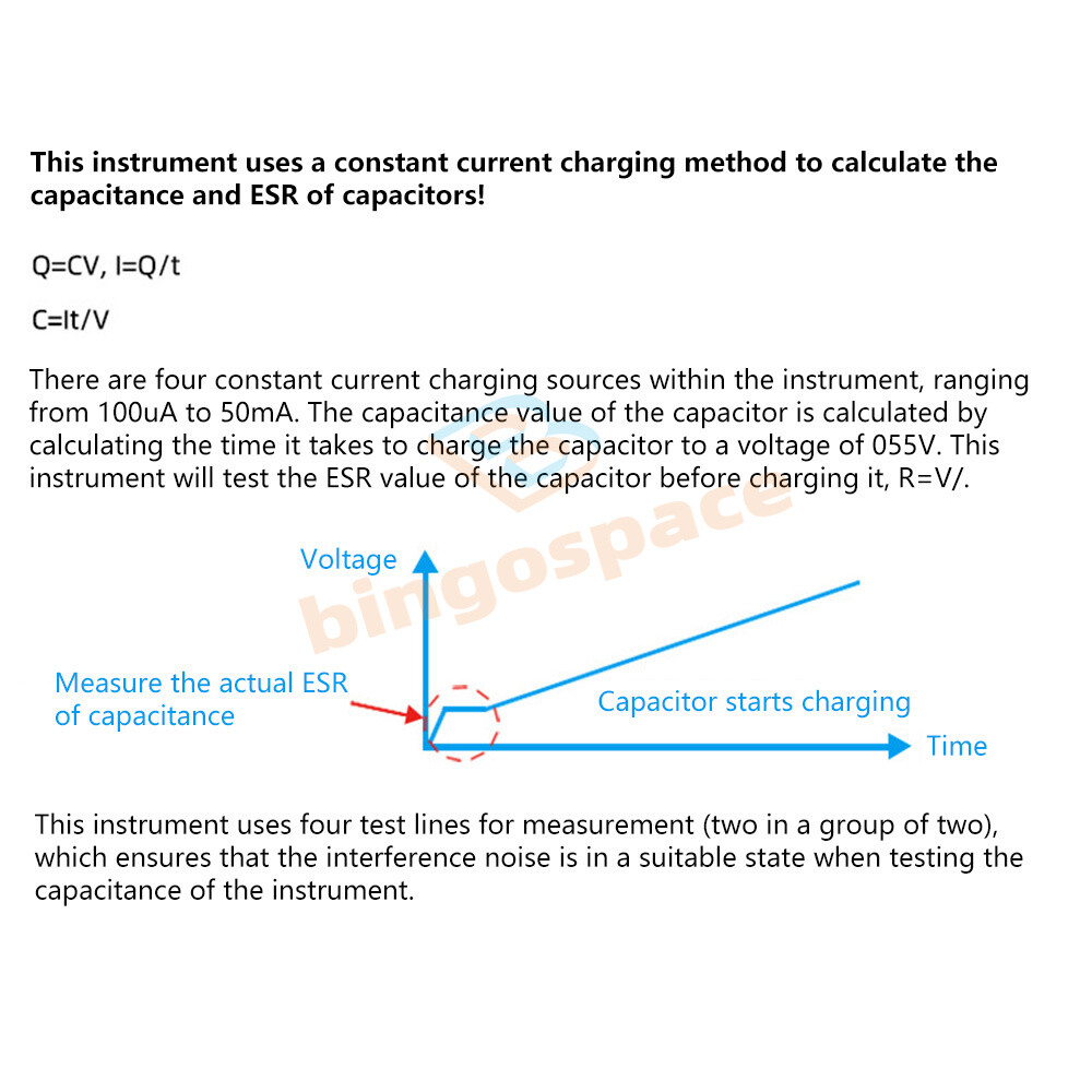 MEC-100 ESR Capacitance Ohm Meter Measuring Capacitance Resistance Tester