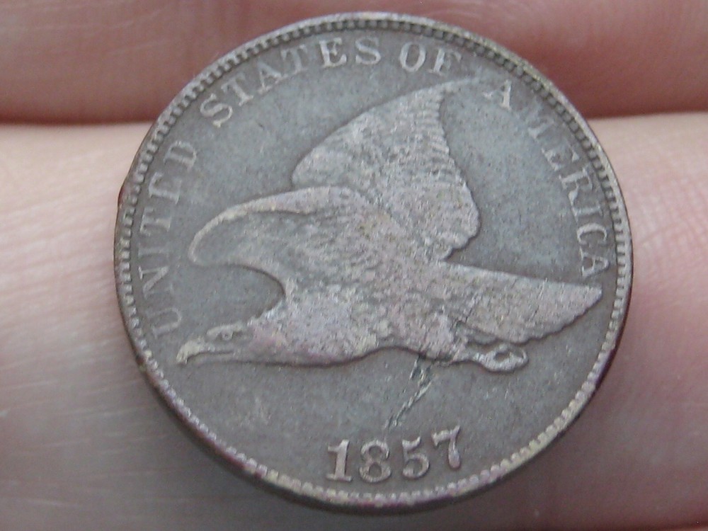 1857 Flying Eagle Penny Cent- VF/XF Details