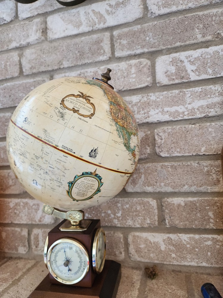 Vintage Replogle Globe Weather Thermometer Barometer Hygrometer Fedex