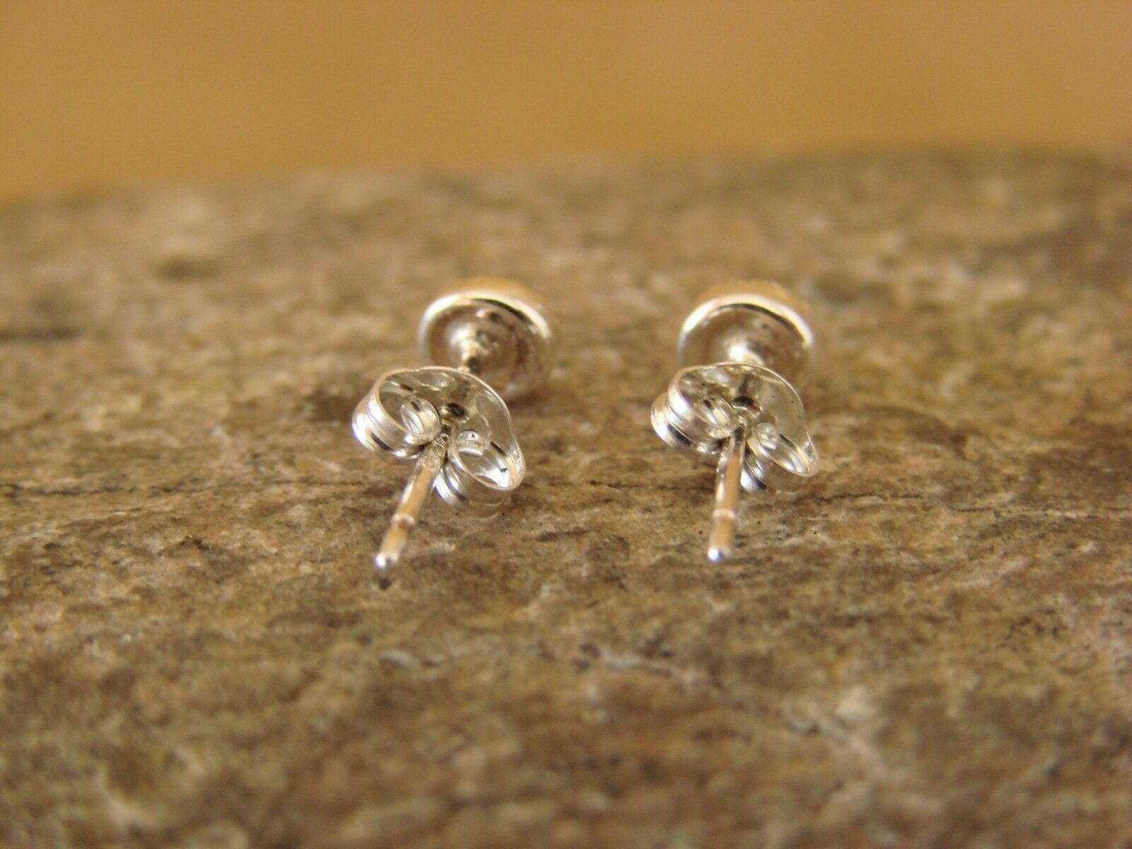 Small Navajo Sterling Silver Pink Shell Dot Post Earrings