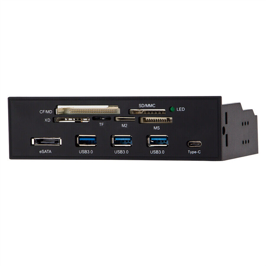 5.25" Computer Interface Panel USB Card Reader USB 3.0 Type-C eSATA SD TF CF XD