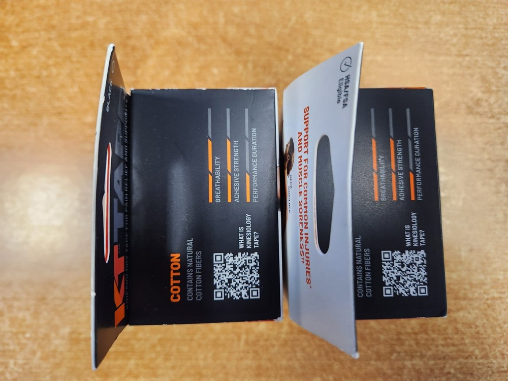 2 Pack: KT Tape - Black, 20 Cotton Strips Each E2B