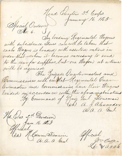 CIVIL WAR LETTER - LT. WILLIAM TEOFFE 1863