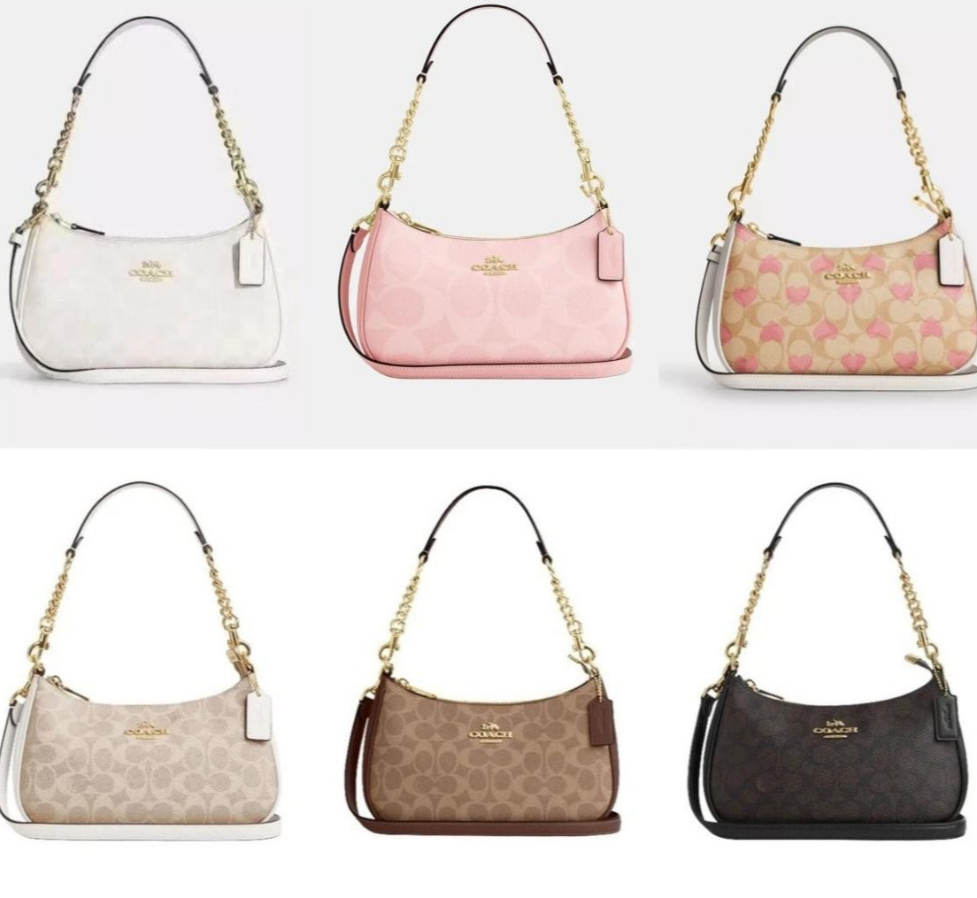 COACH Teri Shoulder Bag In Signature Canvas New Free Shipping