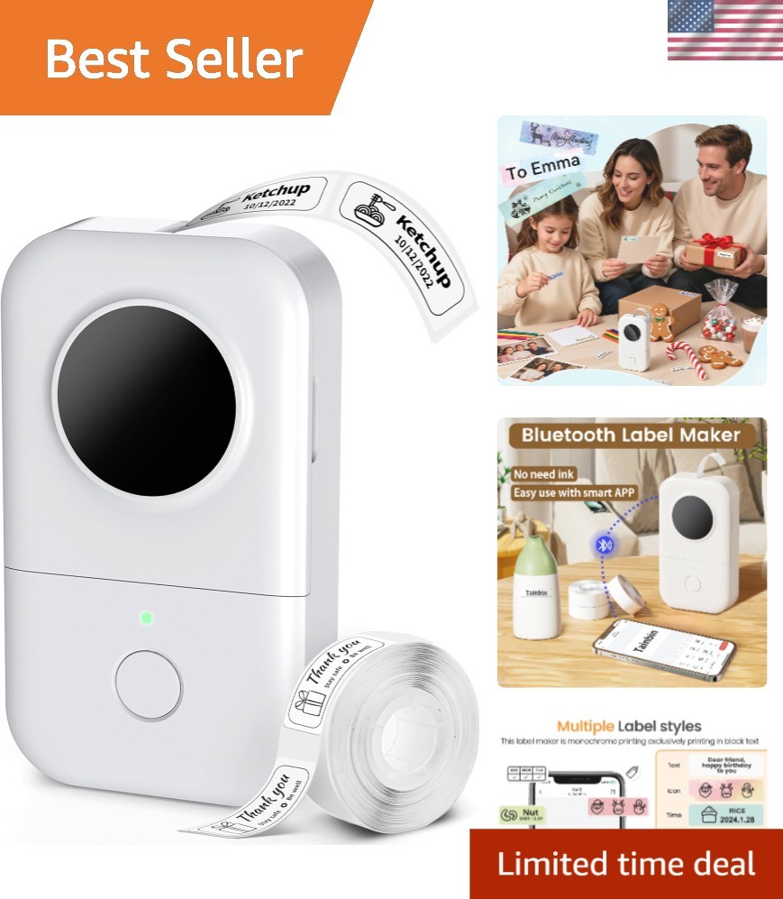 Compact D30 Bluetooth Label Maker: Ideal Thermal Printer for Kids & Teachers