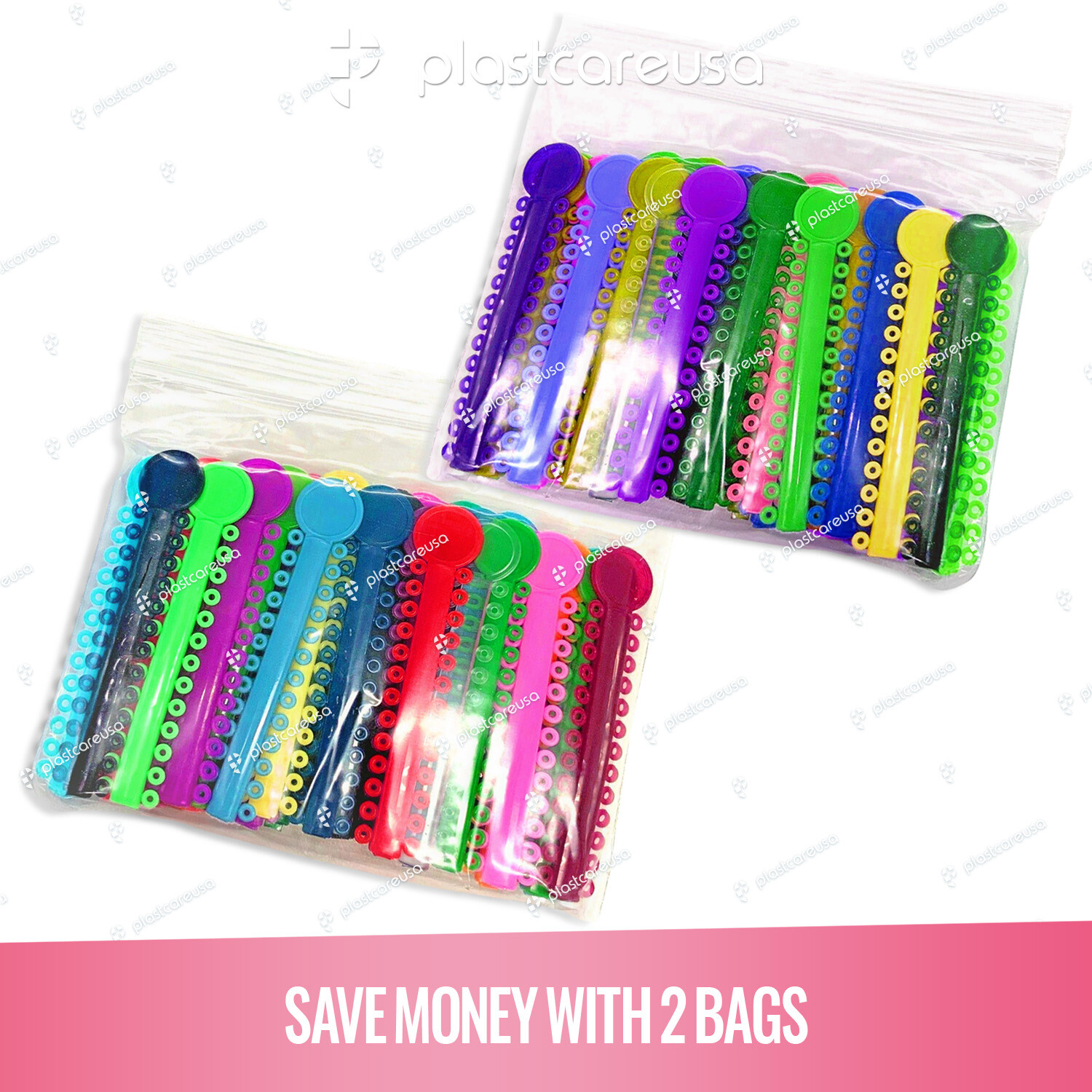 2080 Dental Ligature Rubber Ties Bands Braces Orthodontic Elastic Colored 2 Bags