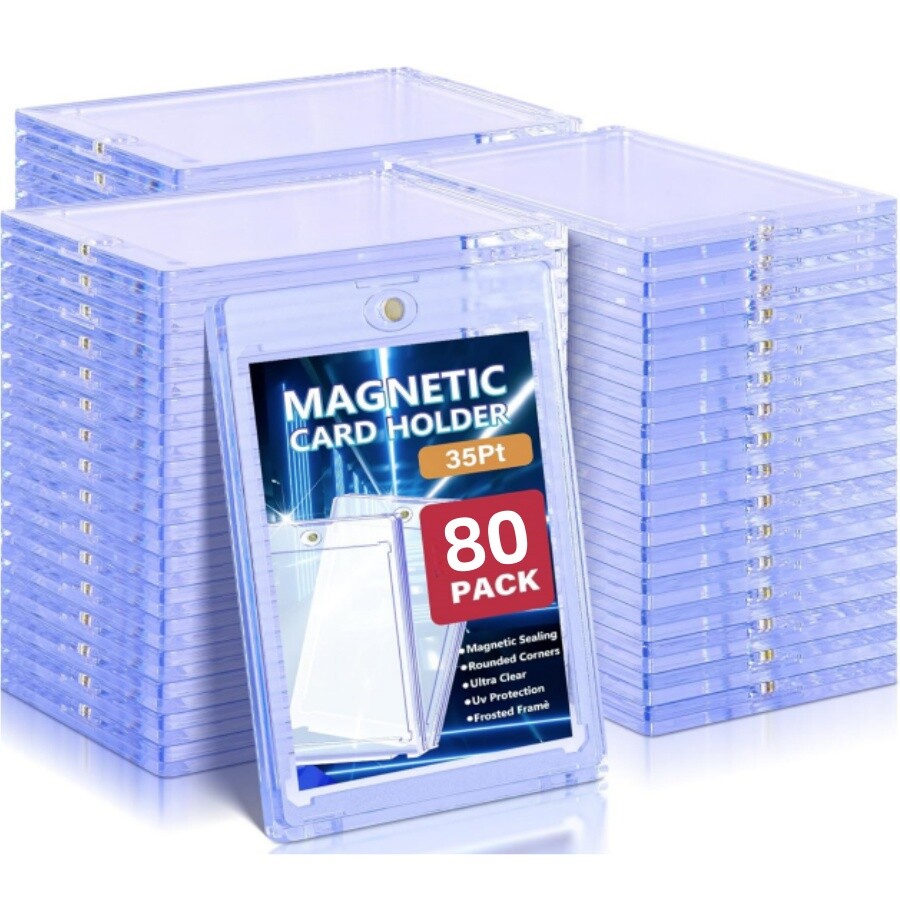 30-200PC Magnetic Trading Sports Card Holders 35pt One-Touch Hard UV Protector