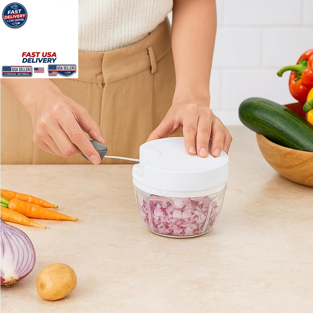 Manual Pull Vegetable Chopper Small Handheld Food Processor Veggie Cutter