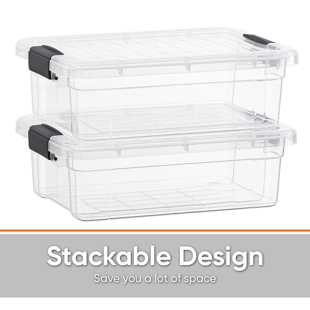 Superio 4.5 Quart Clear Storage Bin Stackable Lightweight Upgraded Design