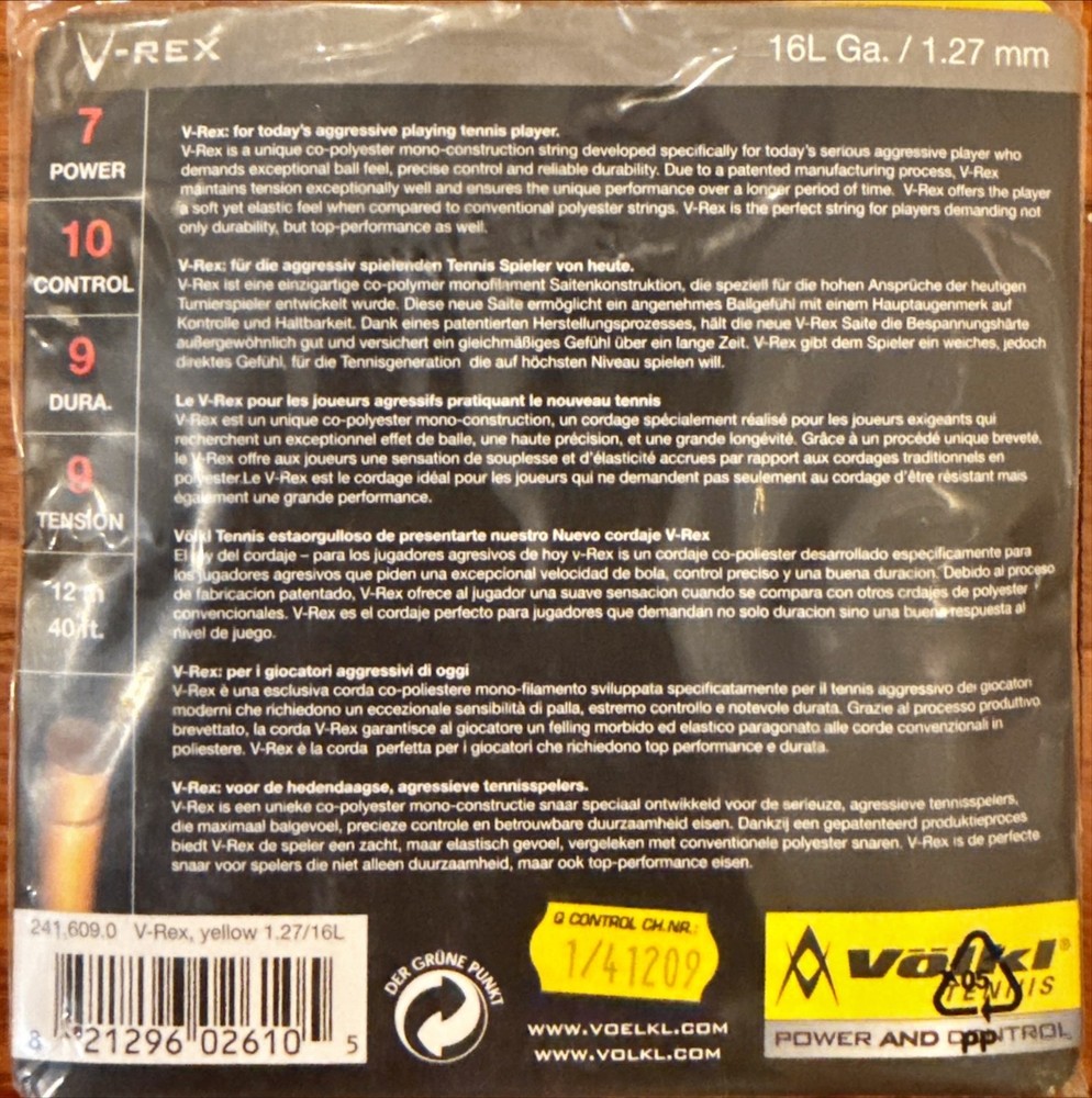 Volkl V-Rex 16L Tennis String