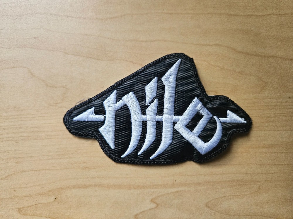 NILE, SEW ON WHITE, BLACK BORDER EMBROIDERED PATCH