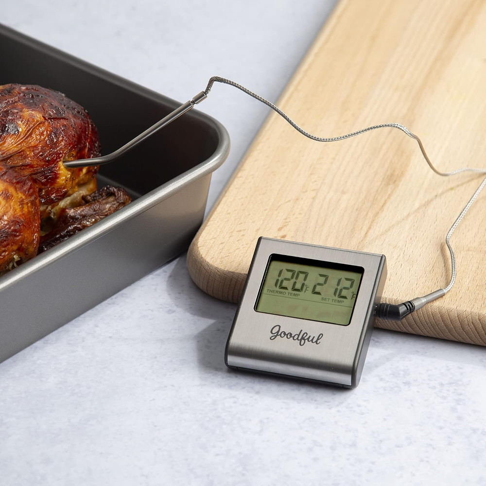 Wired Probe Meat Thermometer with Timer, Programmed with Preset USDA Approved Te