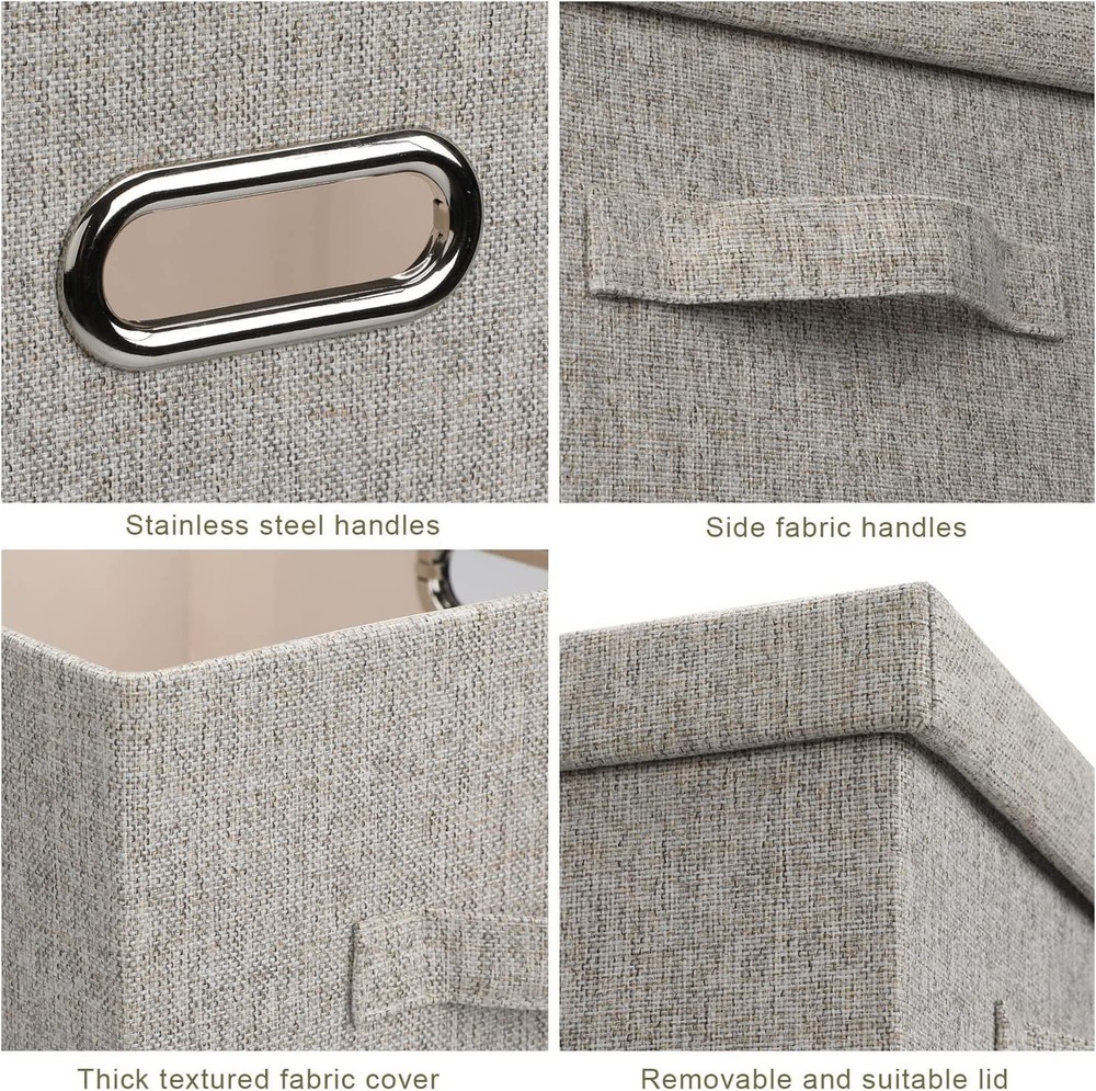 Medium 15" 21 Quart Collapsible Stackable Storage Bins with Lids, 5 Packs Bei...