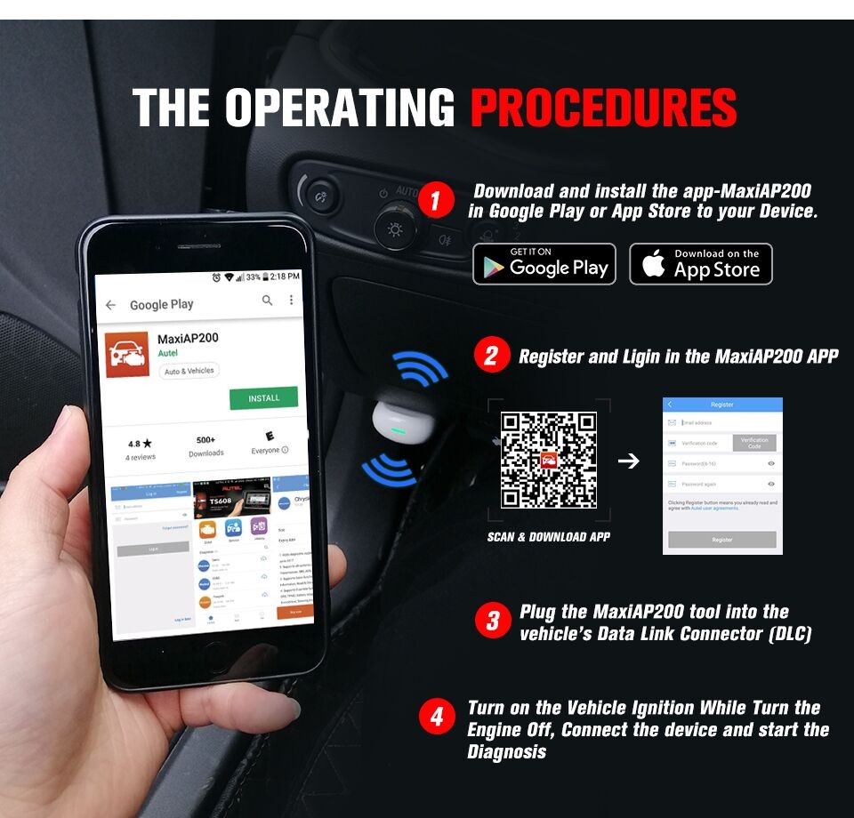 Autel AP200 Bluetooth OBD2 Scanner Code Reader with Full Systems Diagnose