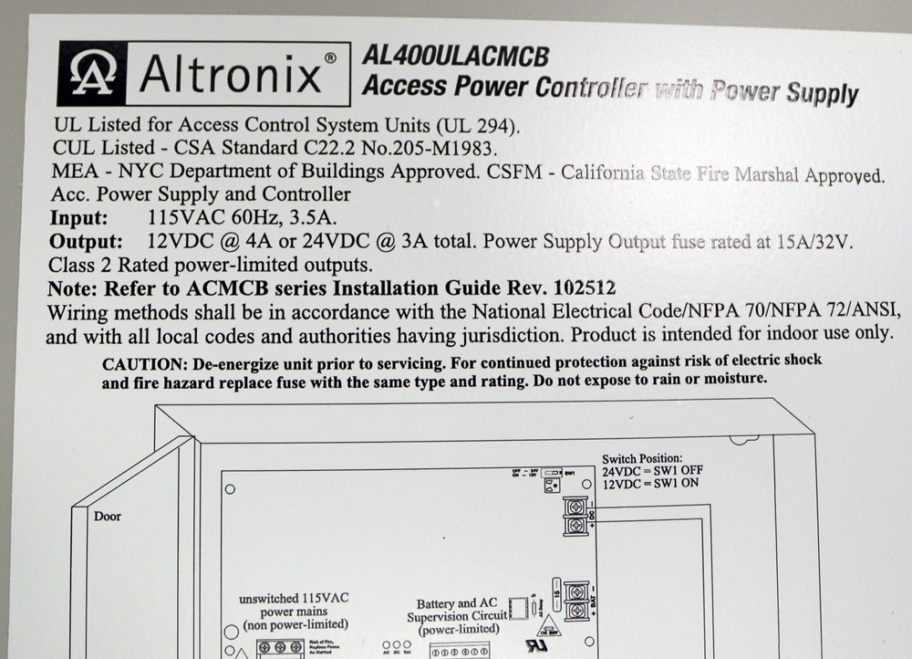 Altronix AL400ULACMCB Access Power Controller w/ Power Supply