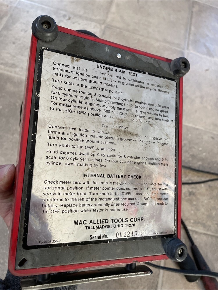 MAC Tools ET-370Tach Dwell Meter RPM Engine Test Electrical Unit Tachometer