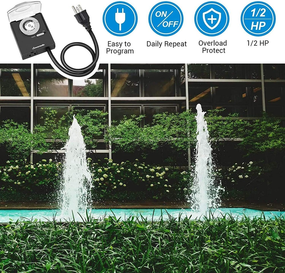 DEWENWILS Outdoor Electrical Outlet Timer Switch Plug in Waterproof Light Timer