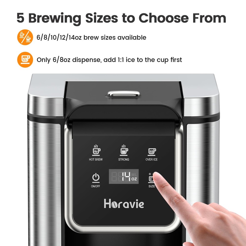 Single Serve Coffee Maker for K-Cups & Grounds, Hot & Iced Coffee Maker, Stro...