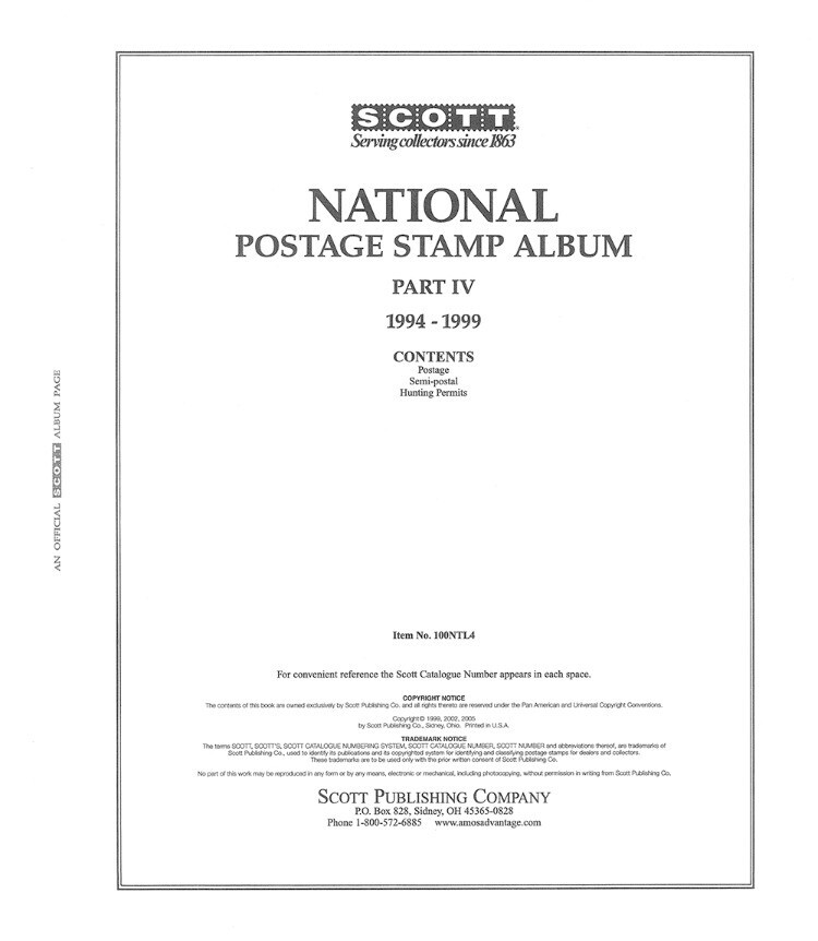 Scott Stamp Pages United States National Postage Album Part 4 1994 - 1999 New