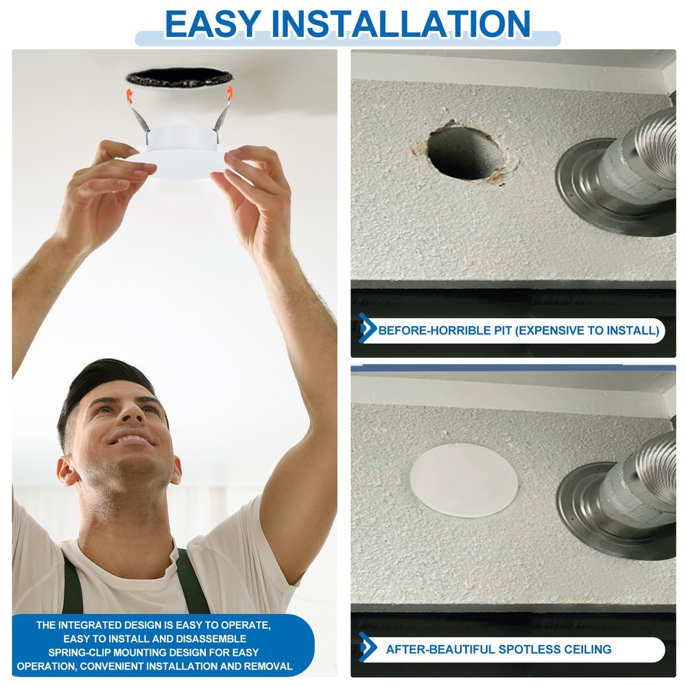 3Pack 3.7" Spring Ceiling Cover Plate Suitable for 2.2-3.4 " Round Hole, White