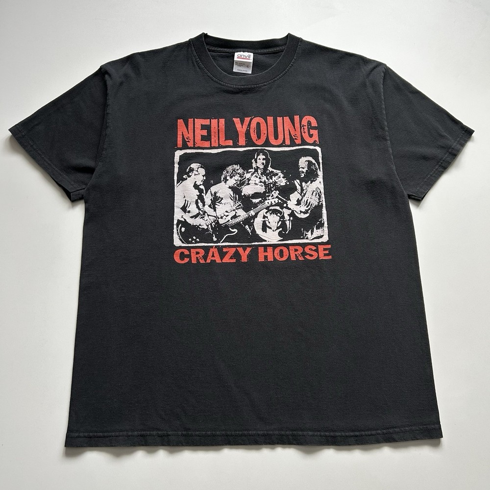 Vintage Neil Young T-Shirt Size Large Crazy Horse 2003 Band Concert Tour Y2K