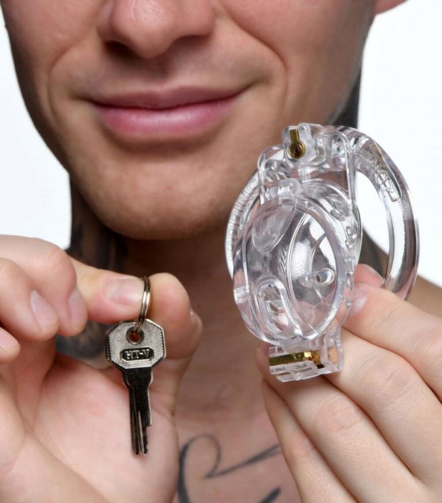 Male Plastic Chastity Cage Penis Locking Device Lightweight Customizable  CBT