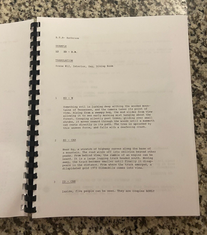 Evil Dead Horror Movie Script Reprint Full Screenplay Script