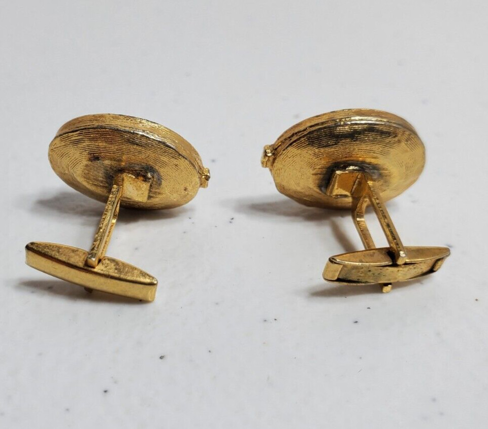 Vintage Green Oval Shape Cufflinks