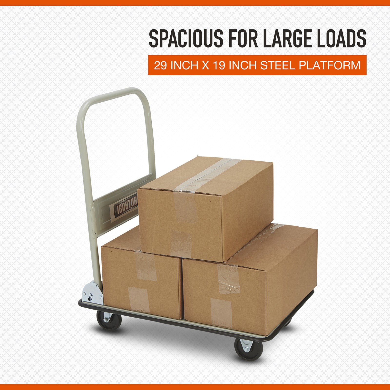 Ironton Folding Platform Truck, 330-Lb. Capacity, 29in.L x 19in.W, 4in. Casters