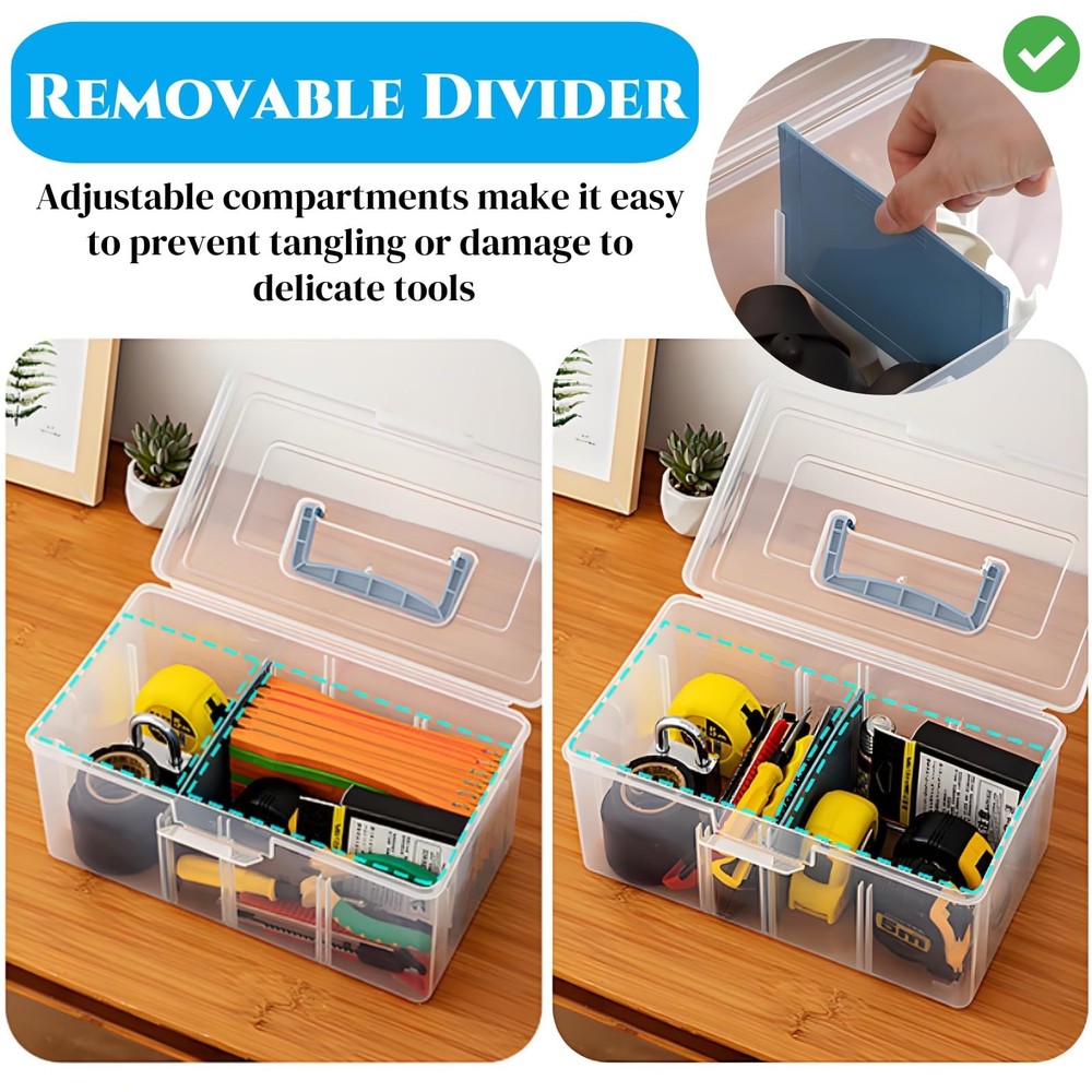 2 Pack Plastic Dividing Storage , 2 Layer Multipurpose Craft Organizer and St...