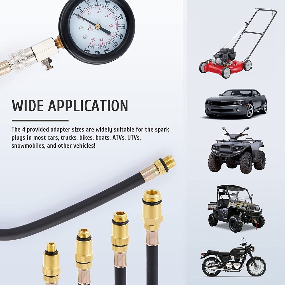 Compression Testing 8pcs Set Petrol Gas Fuel Engine Cylinders Pressure Tester