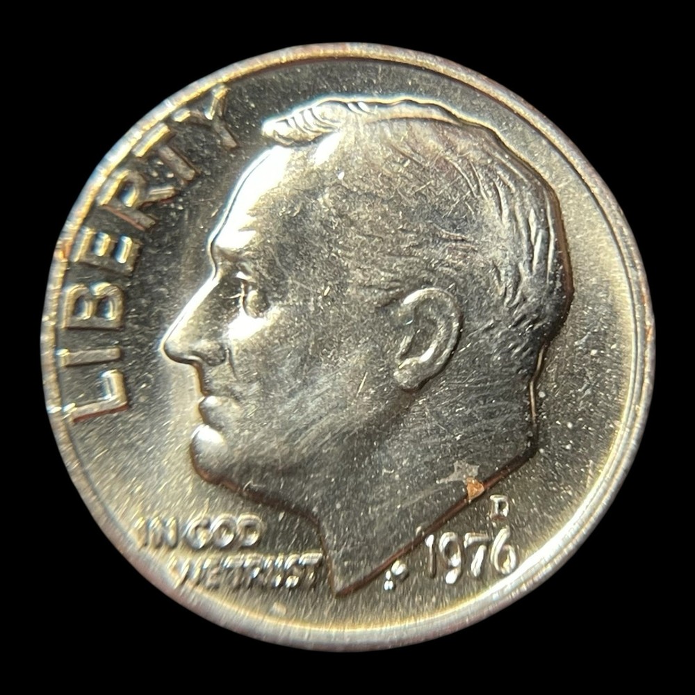 1976-D Roosevelt Dime Light Rainbow Reverse Toning