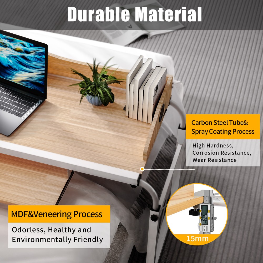 Mobile Adjustable Home Office Desk - Cross-Bed Stretchable & Movable Design