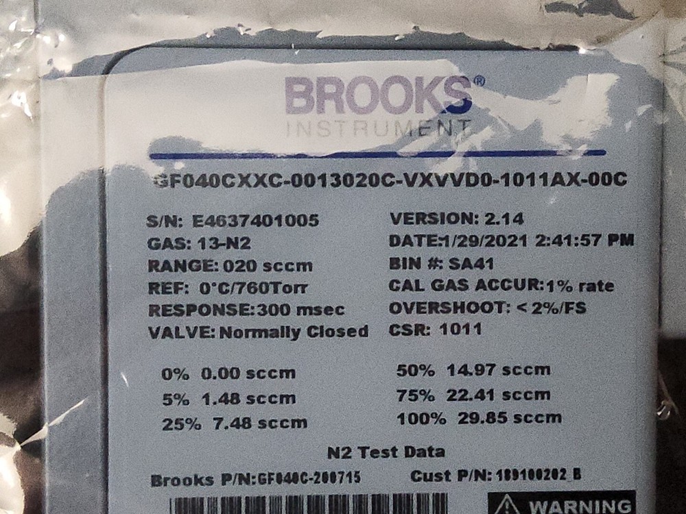 Mass Flow Controller Brooks Instruments GF040C N