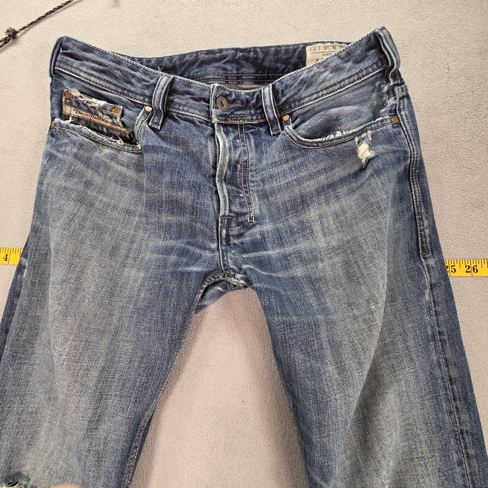 Diesel Zathan Jeans Mens 30x32 Blue Bootcut Made Italy 0071S