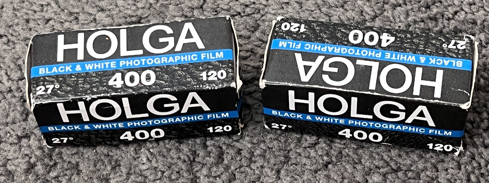 Lot of (2) Holga 400 ISO Black & White Photographic Film, 120 Size